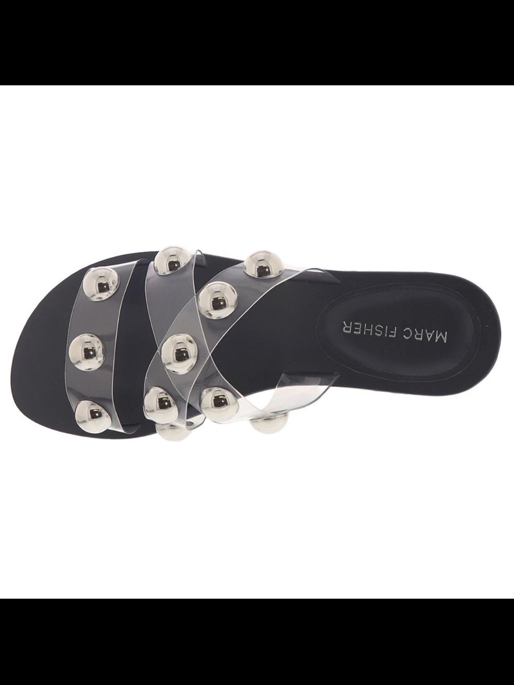 Marc Fisher Black Slide Sandal with Clear/jelly Straps and Silver Studs